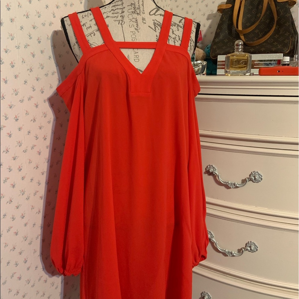 BCBGMAXAZRIA Strappy Off The Shoulder Dress